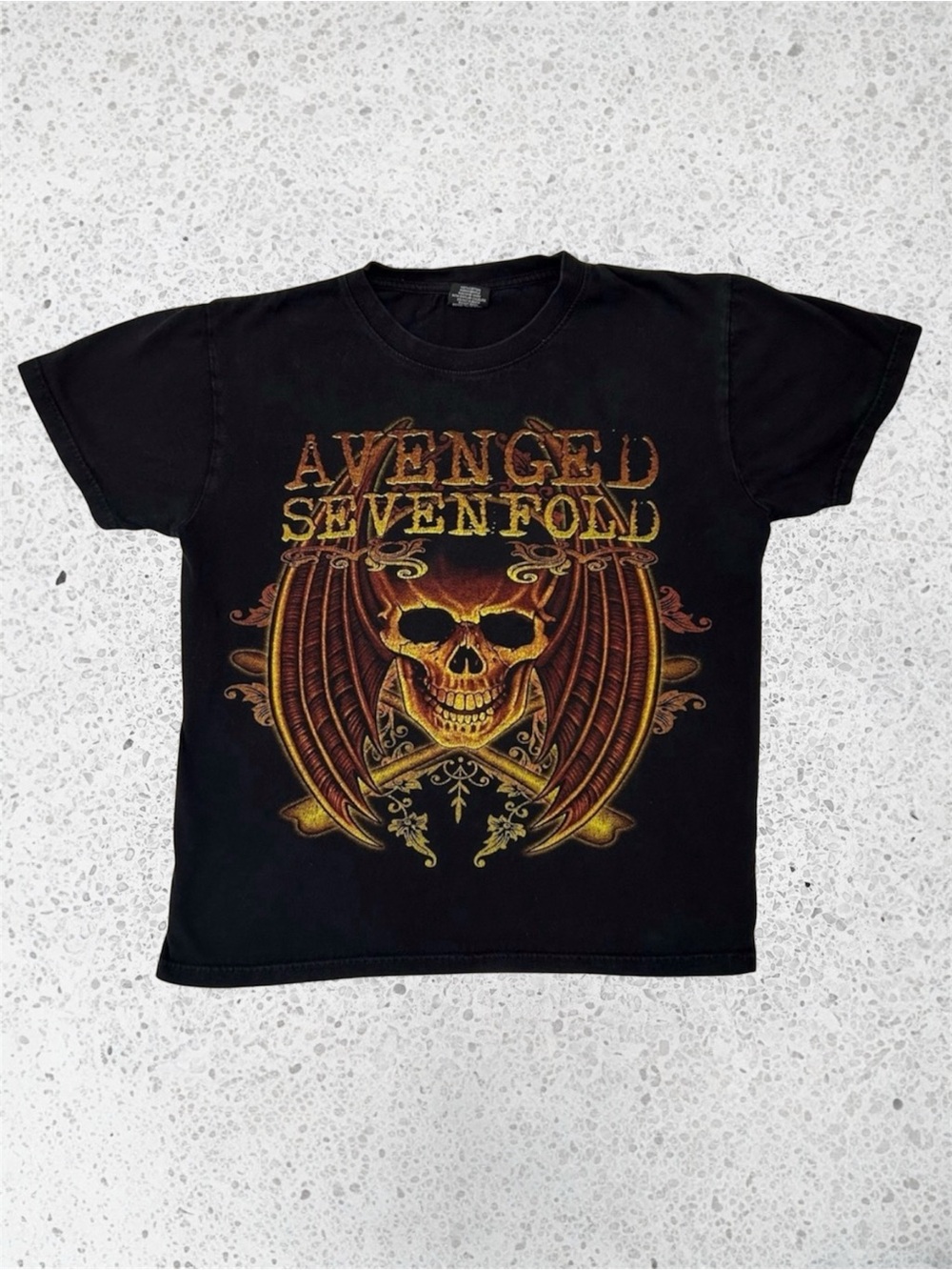 Y2K Avenged Sevenfold Metal Graphic Tee Double Sided Skull Shirt Black Medium